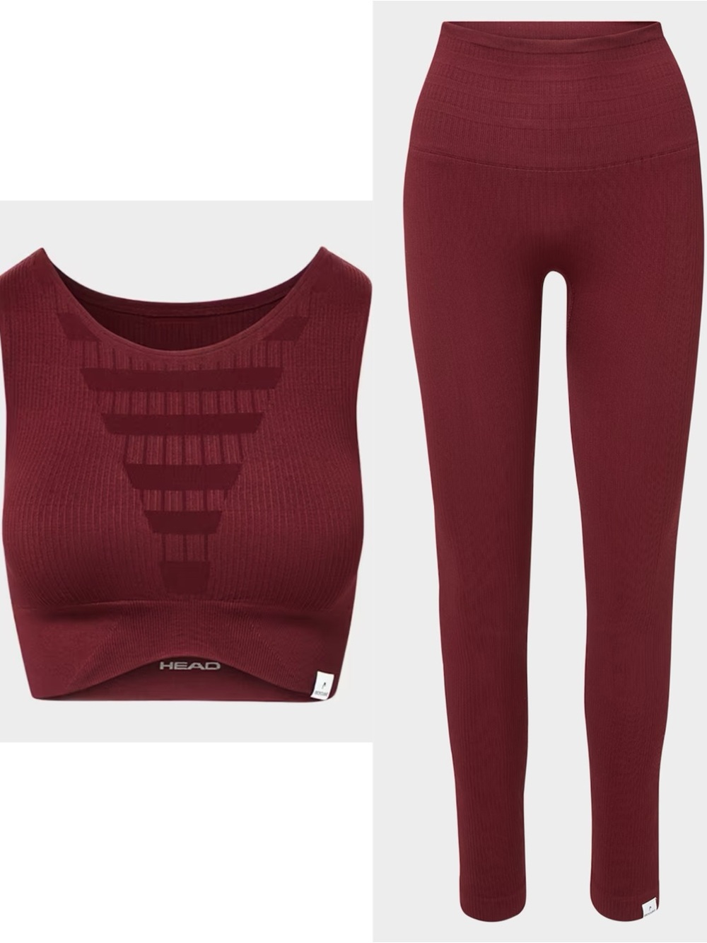 SET of 2. Veronica Beard x Head Sportswear cropped bra and leggings in terracott